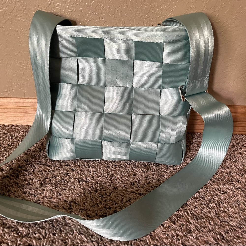 Harveys Green Crossbody Bag with Woven Design